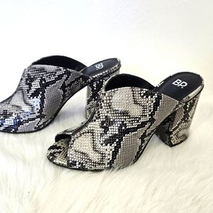 BP Toni Natural Snake Faux Leather Mules